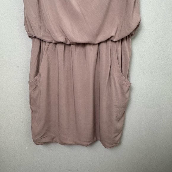 THEORY Jaylyn Rove Draped Mini Dress‎ Nude/Tan Size 8 - Picture 4 of 10